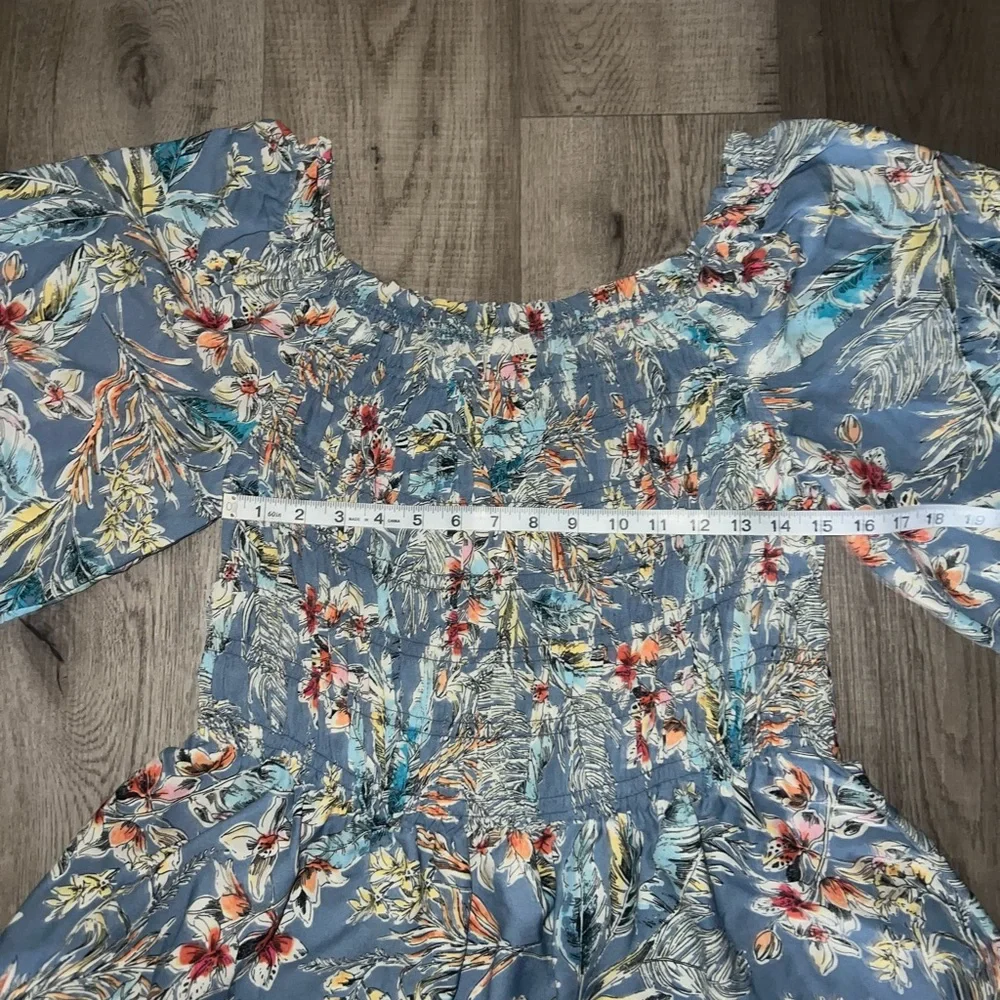 NWT Chenault Blue Ruffled 3/4 Sleeve Blouse - Picture 7 of 9